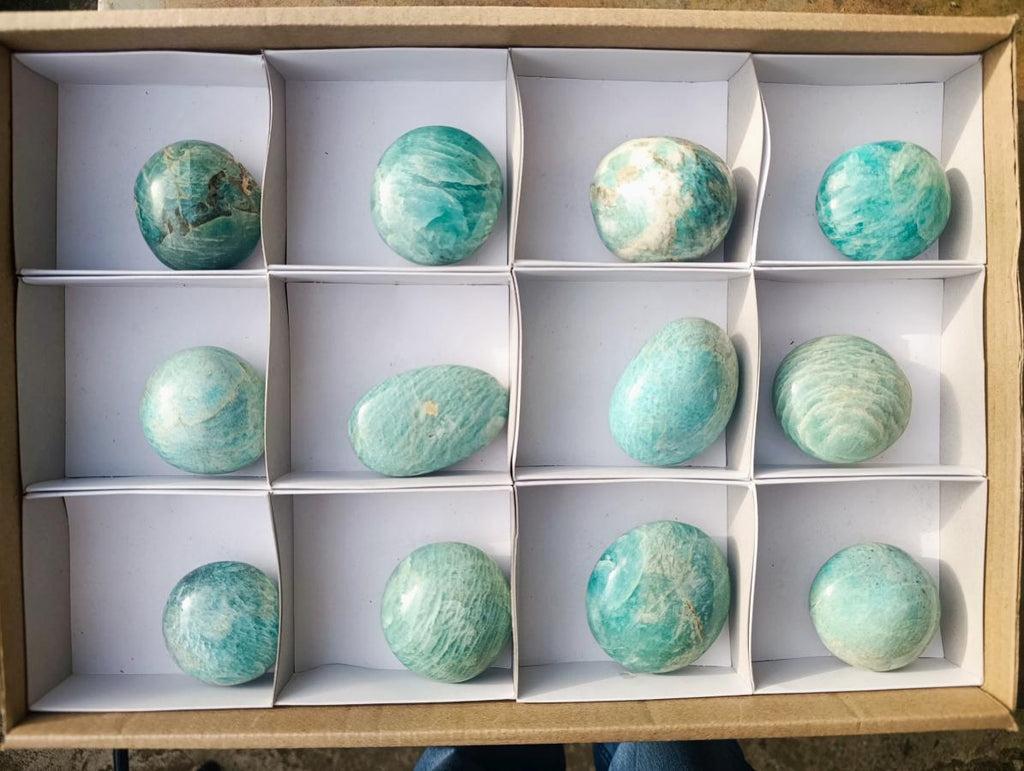 Polished Banded Agate Galets x 12 From Madagascar - Toprock Gemstones and Minerals 