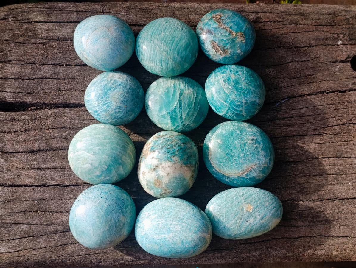 Polished Banded Agate Galets x 12 From Madagascar - Toprock Gemstones and Minerals 
