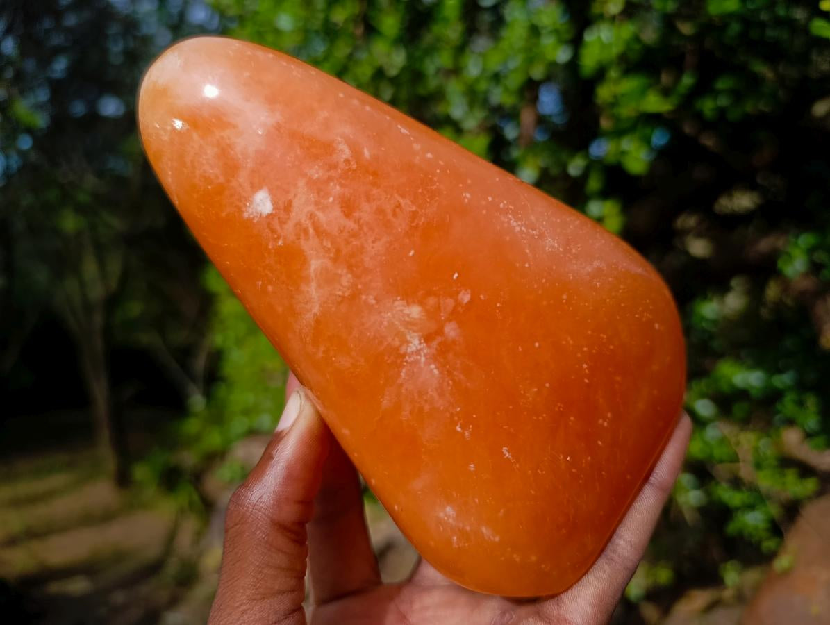 Polished Orange Twist Calcite Standing Display Pieces x 2 From Maevantanana, Madagascar - Toprock Gemstones and Minerals 