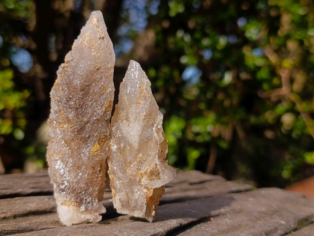 Natural Drusy Quartz Coated Spearhead Calcite Specimens x 12 From Albert's Mountain, Lesotho - Toprock Gemstones and Minerals 