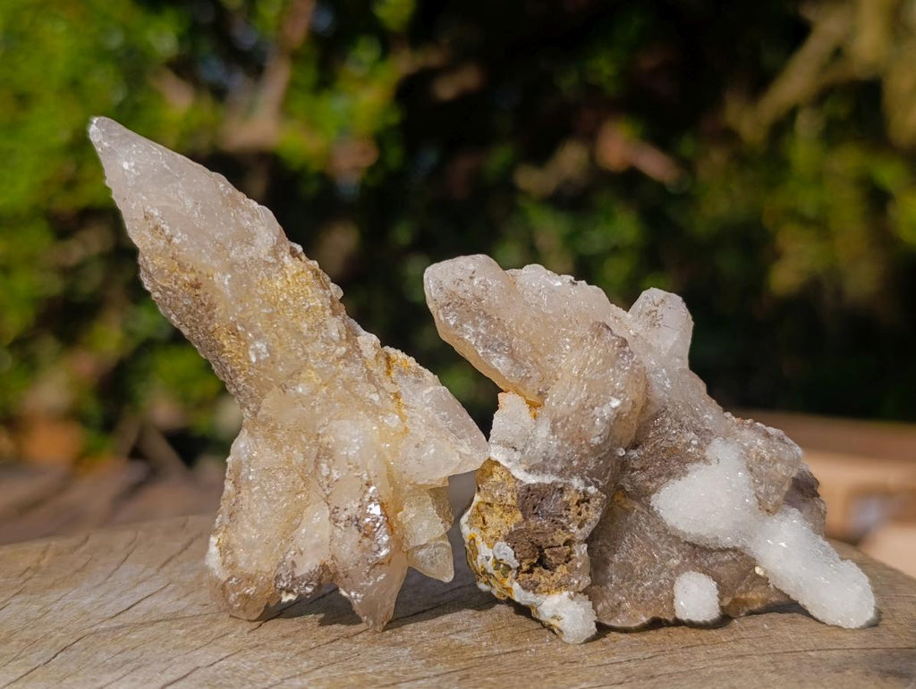 Natural Drusy Quartz Coated Spearhead Calcite Specimens x 12 From Albert's Mountain, Lesotho - Toprock Gemstones and Minerals 