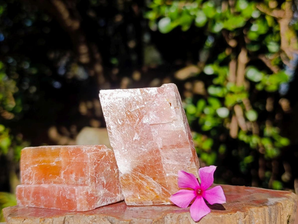 Natural Rhombohedral Sunset Orange Calcite Specimens x 24 From Spitzkop, Namibia - Toprock Gemstones and Minerals 