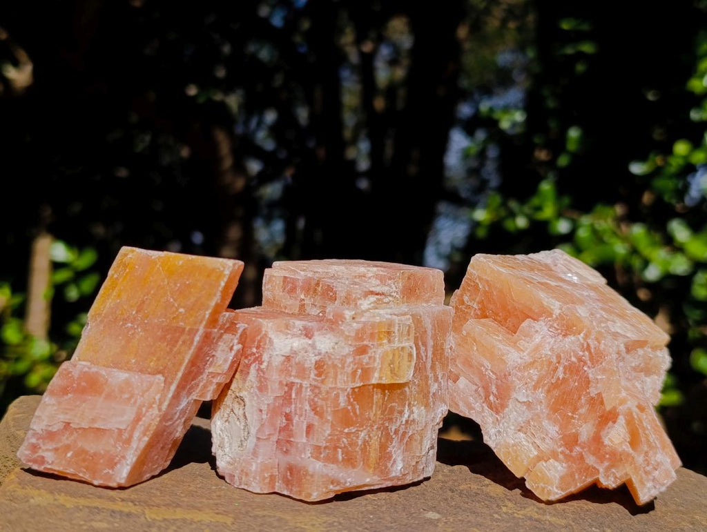 Natural Rhombohedral Sunset Orange Calcite Specimens x 24 From Spitzkop, Namibia - Toprock Gemstones and Minerals 