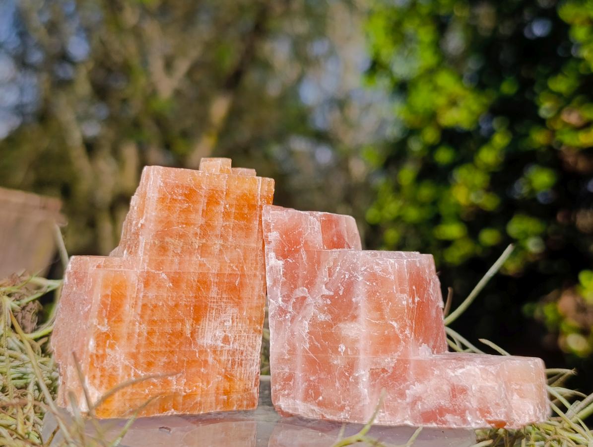 Natural Rhombohedral Sunset Orange Calcite Specimens x 24 From Spitzkop, Namibia - Toprock Gemstones and Minerals 