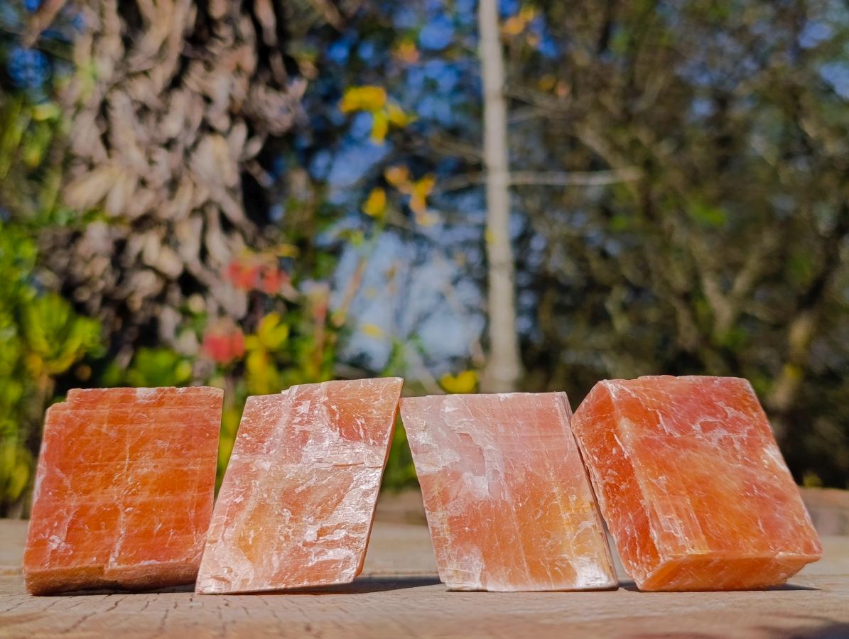 Natural Rhombohedral Sunset Orange Calcite Specimens x 24 From Spitzkop, Namibia - Toprock Gemstones and Minerals 