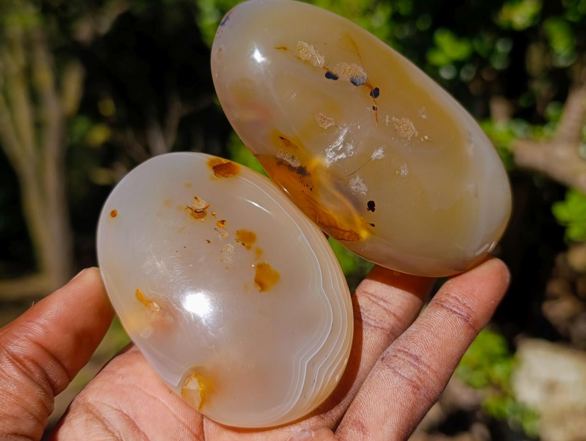 Polished Banded Agate Galets x 12 From Madagascar - Toprock Gemstones and Minerals 