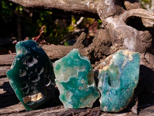 Polished On One Side Mtorolite Chrysoprase Slices x 12 From Mutorashanga, Zimbabwe - Toprock Gemstones and Minerals 