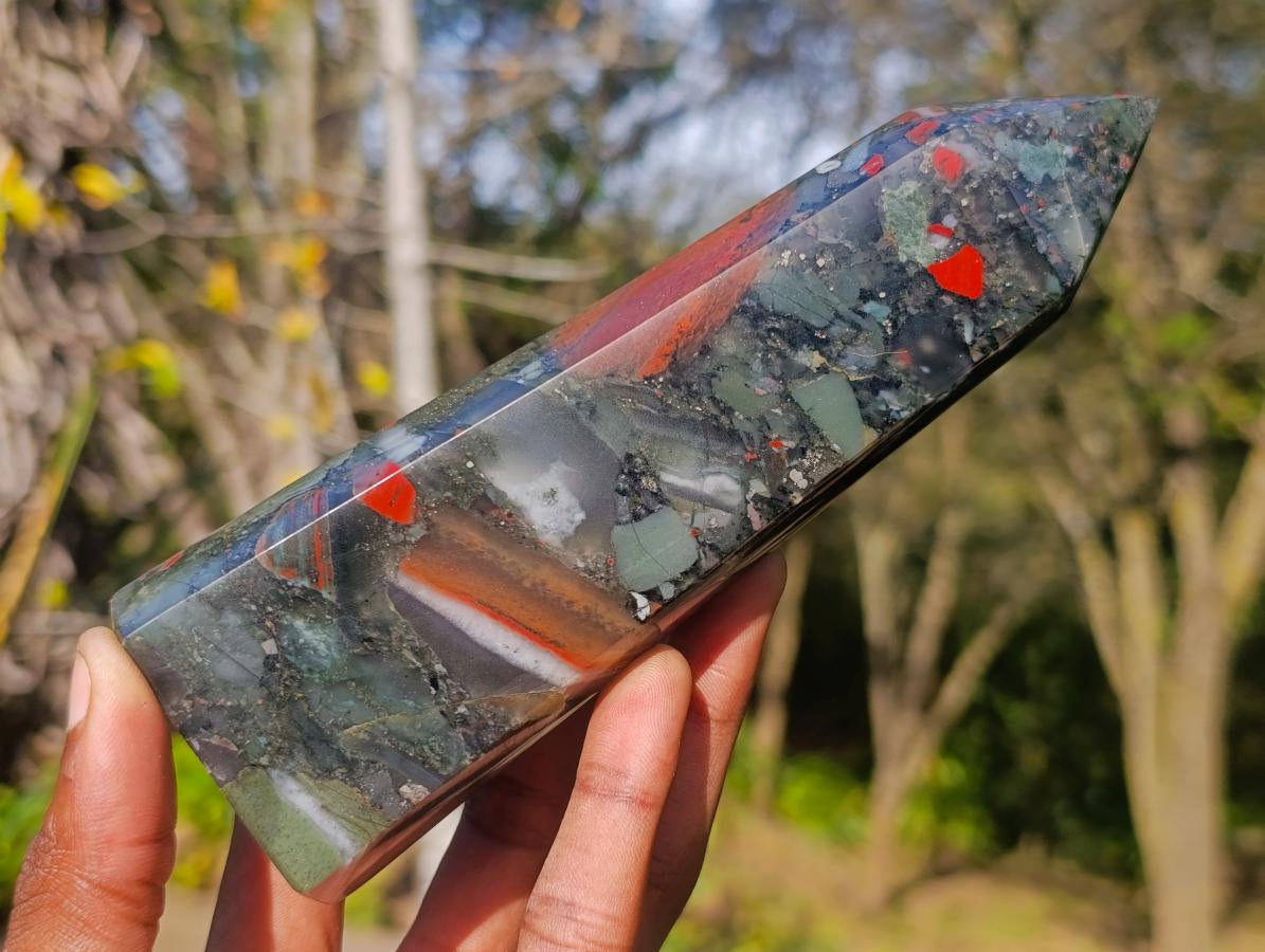 Polished Bloodstone Display Crystal Points x 3 From Swaziland - Toprock Gemstones and Minerals 