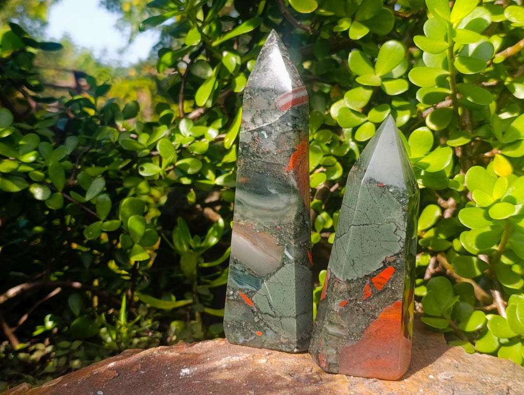 Polished Bloodstone Display Crystal Points x 3 From Swaziland - Toprock Gemstones and Minerals 