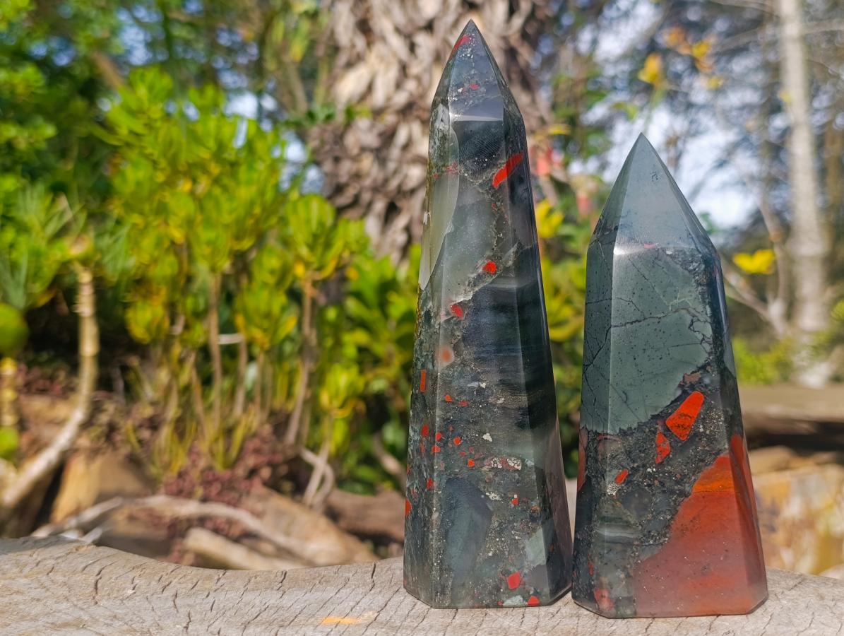 Polished Bloodstone Display Crystal Points x 3 From Swaziland - Toprock Gemstones and Minerals 