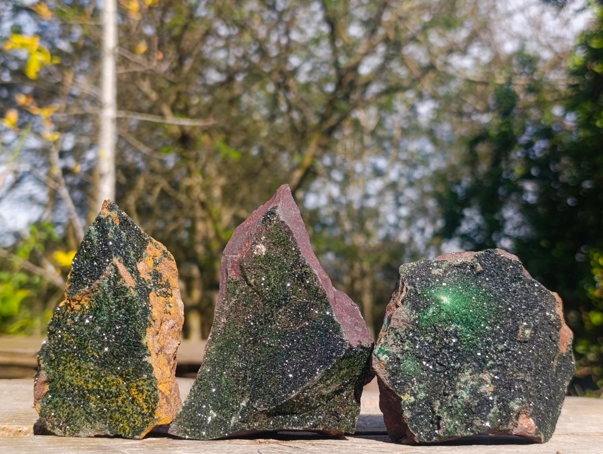 Natural Libethenite Crystals on Dolomite Matrix Specimens x 3 From Shituru, Congo - Toprock Gemstones and Minerals 