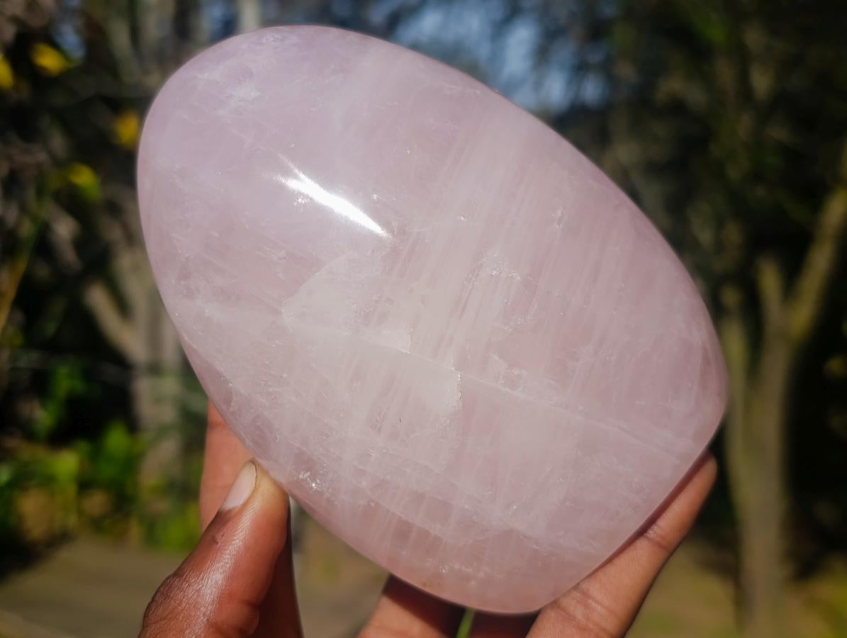 Polished Gemmy Rose Quart Standing Display Pieces x 3 From Madagascar - Toprock Gemstones and Minerals 