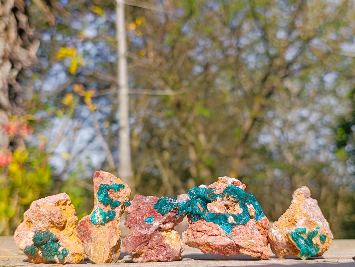 Natural Dioptase on Dolomite Specimens x 12 From Likasi, Congo - Toprock Gemstones and Minerals 