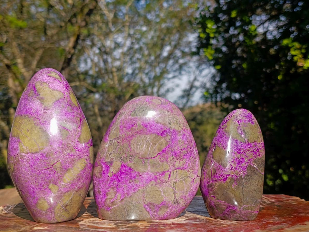 Polished Stichtite Standing Display Pieces x 3 From Barberton, South Africa - Toprock Gemstones and Minerals 