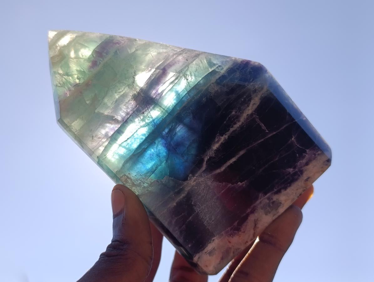 Polished Watermelon Fluorite Crystal Points x 3 From Uis, Namibia - Toprock Gemstones and Minerals 