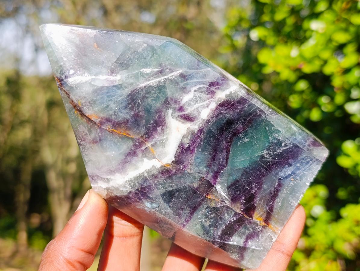 Polished Watermelon Fluorite Crystal Points x 3 From Uis, Namibia - Toprock Gemstones and Minerals 