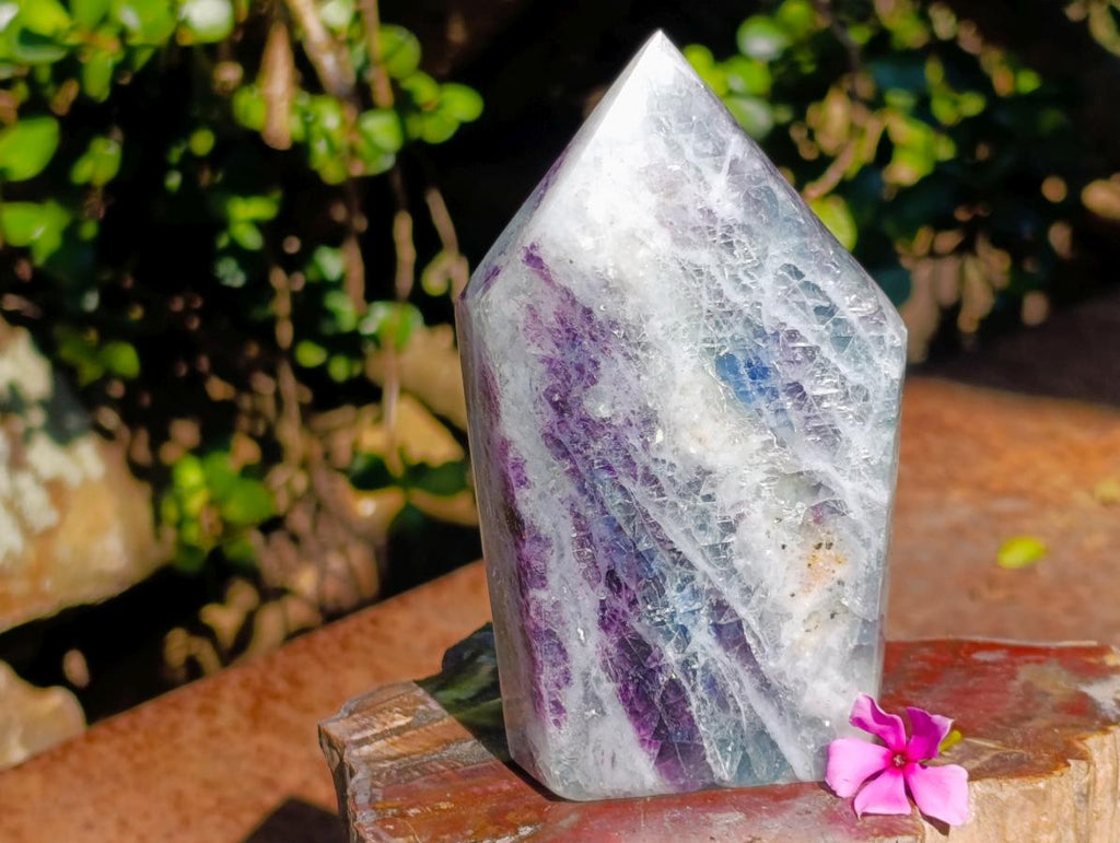 Polished Watermelon Fluorite Crystal Points x 3 From Uis, Namibia - Toprock Gemstones and Minerals 