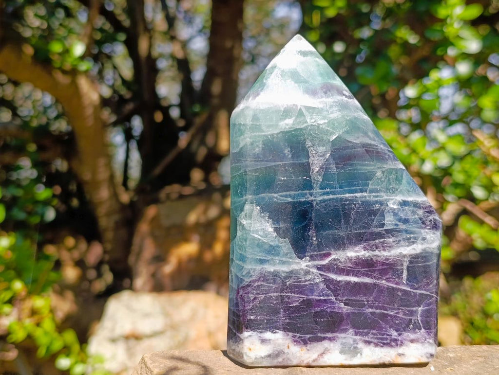 Polished Watermelon Fluorite Crystal Points x 3 From Uis, Namibia - Toprock Gemstones and Minerals 