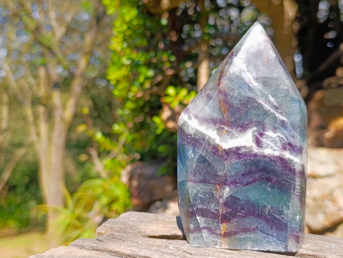 Polished Watermelon Fluorite Crystal Points x 3 From Uis, Namibia - Toprock Gemstones and Minerals 