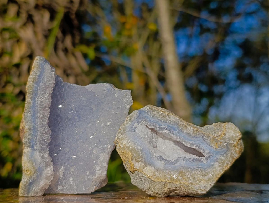 Natural Blue Lace Agate Geode Specimens x 12 From Nsanje, Malawi - Toprock Gemstones and Minerals 