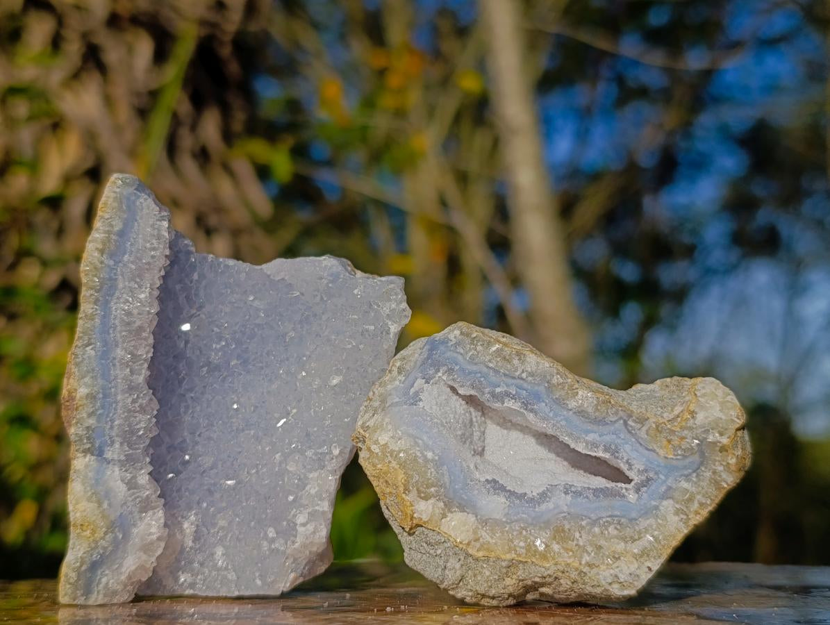 Natural Blue Lace Agate Geode Specimens x 12 From Nsanje, Malawi - Toprock Gemstones and Minerals 