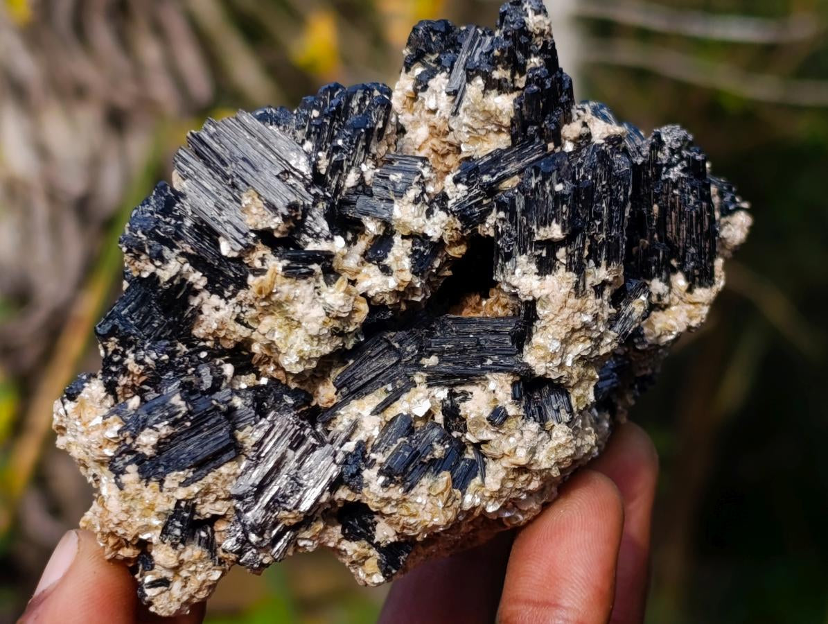 Natural Schorl Black Tourmaline with Muscovite Mica Specimens x 2 From Erongo, Namibia - Toprock Gemstones and Minerals 