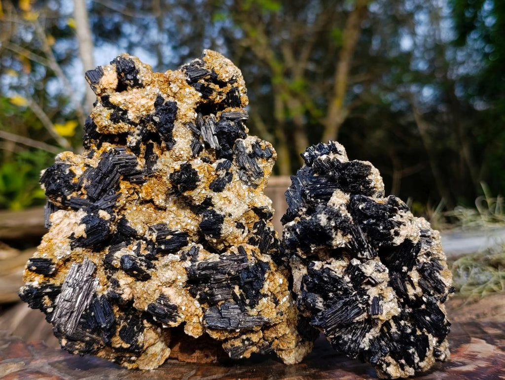 Natural Schorl Black Tourmaline with Muscovite Mica Specimens x 2 From Erongo, Namibia - Toprock Gemstones and Minerals 