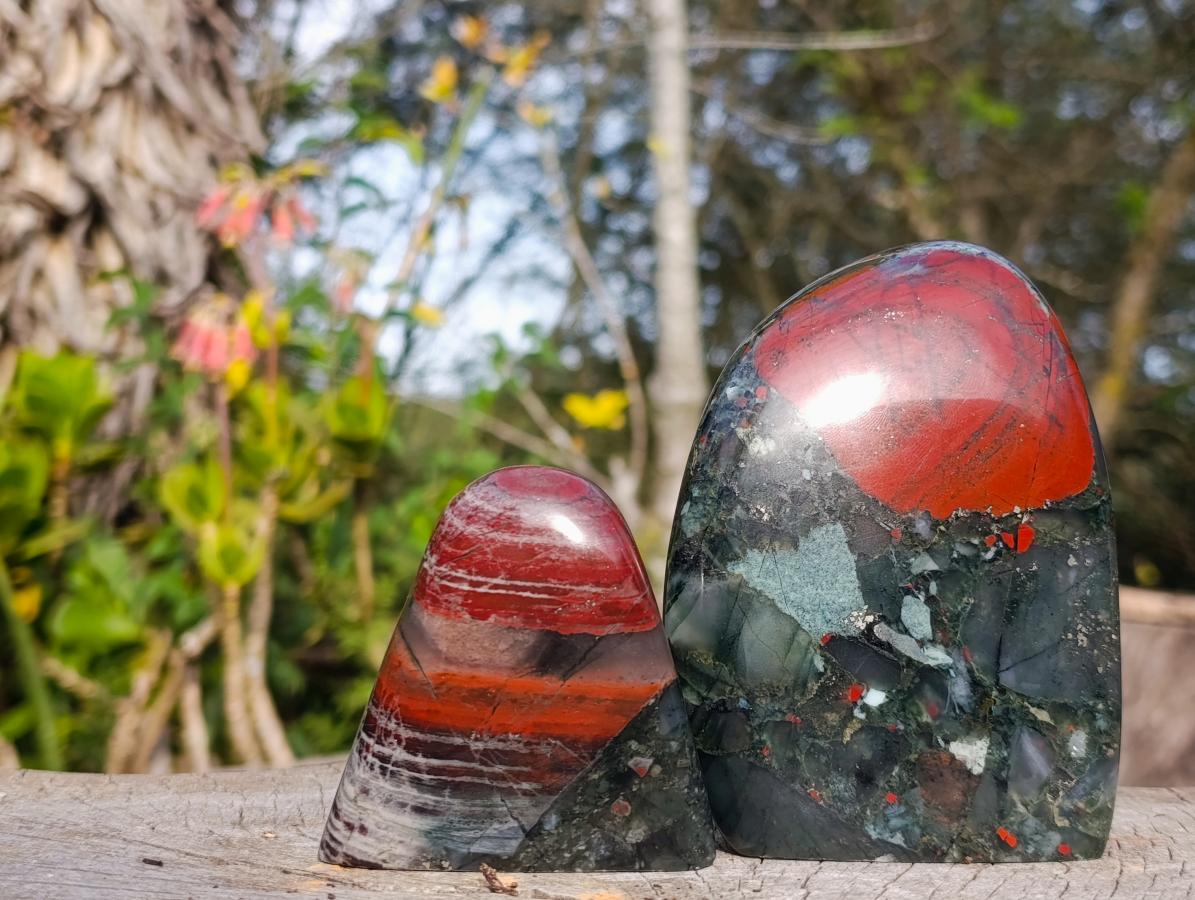 Polished Bloodstone Standing Display Pieces x 3 From Swaziland - Toprock Gemstones and Minerals 