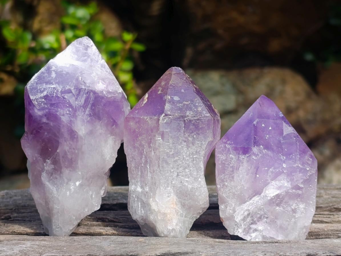 Natural Jacaranda Amethyst Single Crystals x 12 From Mumbwa, Zambia - Toprock Gemstones and Minerals 