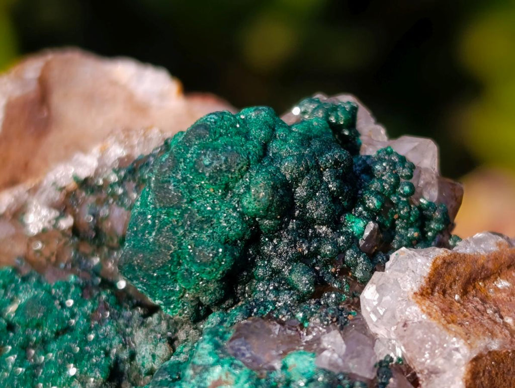 Natural Large Ball Malachite Coated Smokey Quartz on Dolomite Matrix x 1 From Mindingi Mine, Congo - Toprock Gemstones and Minerals 