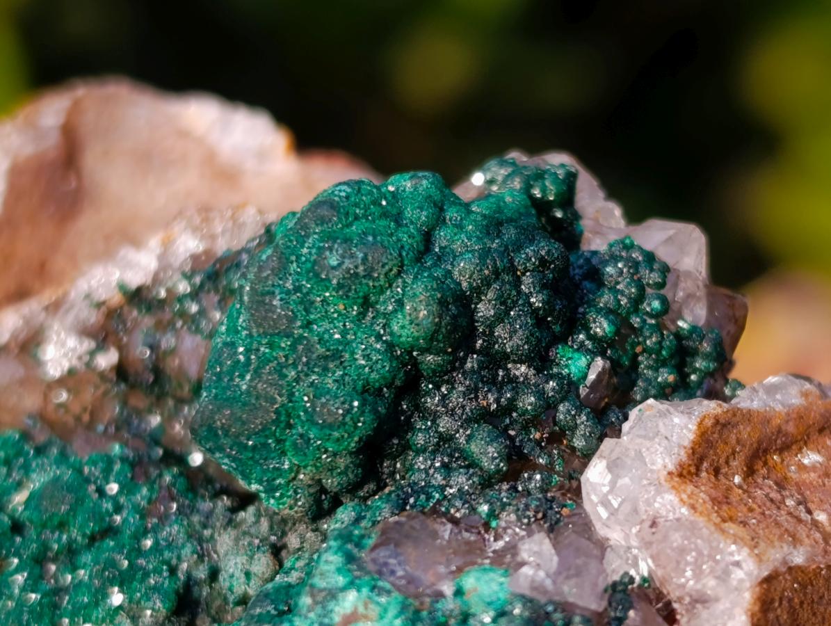 Natural Large Ball Malachite Coated Smokey Quartz on Dolomite Matrix x 1 From Mindingi Mine, Congo - Toprock Gemstones and Minerals 