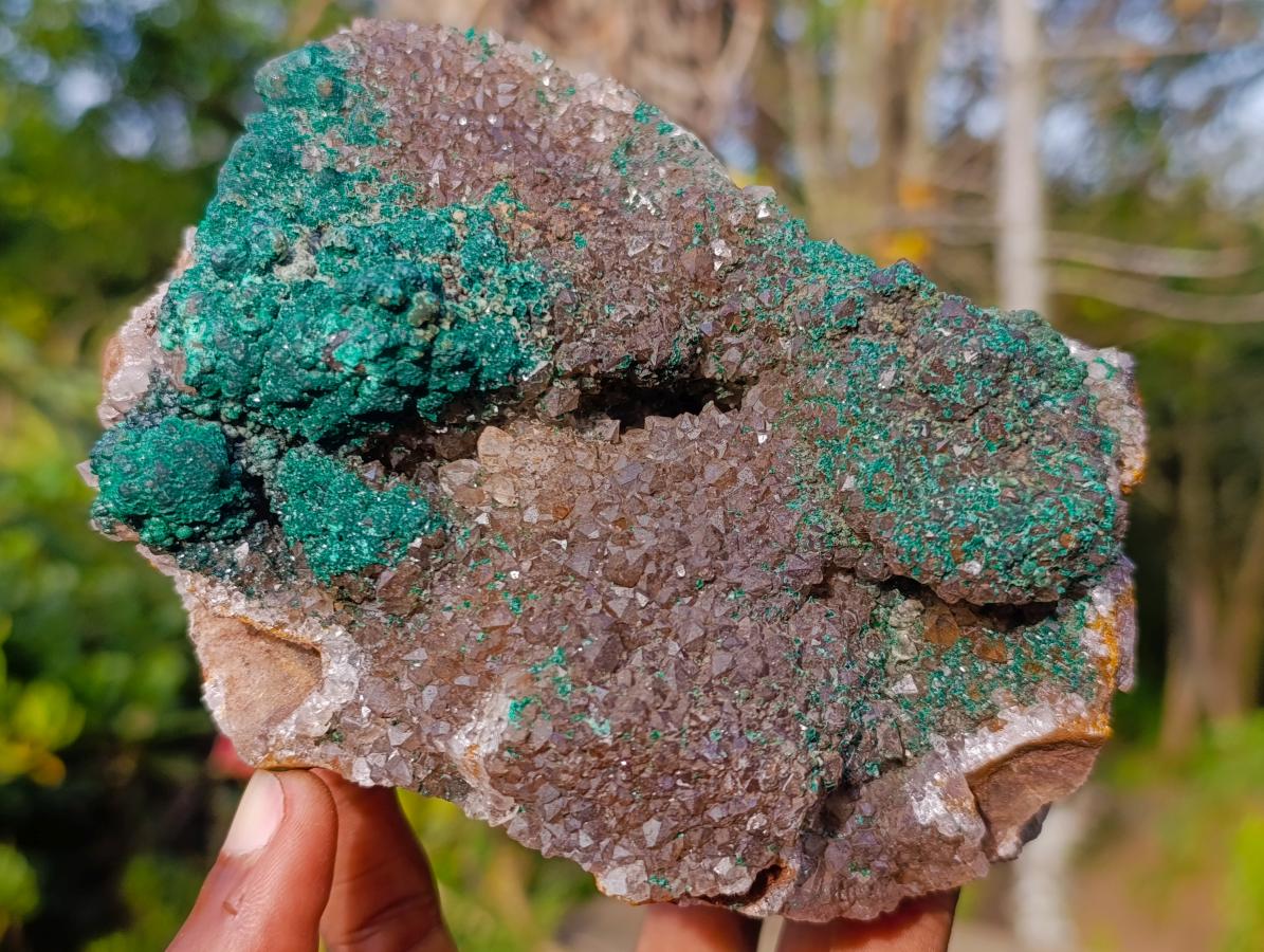 Natural Large Ball Malachite Coated Smokey Quartz on Dolomite Matrix x 1 From Mindingi Mine, Congo - Toprock Gemstones and Minerals 