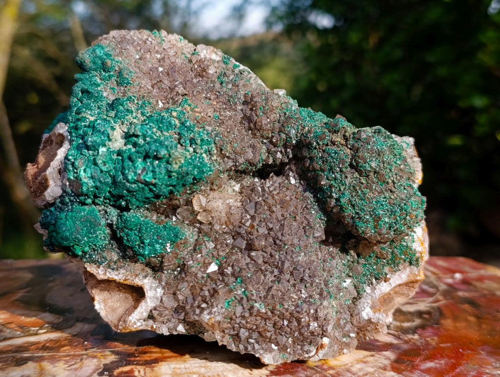 Natural Large Ball Malachite Coated Smokey Quartz on Dolomite Matrix x 1 From Mindingi Mine, Congo - Toprock Gemstones and Minerals 