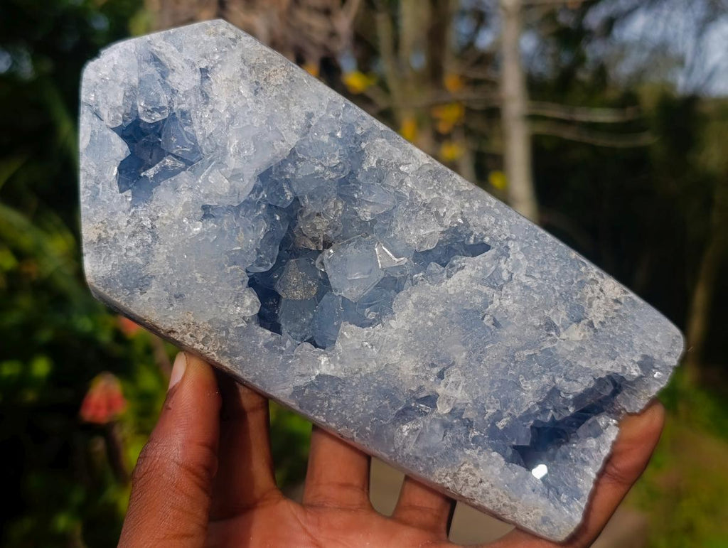 Polished Blue Celestite Display Crystals x 2 From Sakoany, Madagascar - Toprock Gemstones and Minerals 
