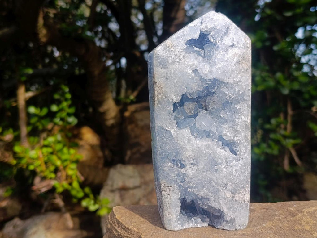 Polished Blue Celestite Display Crystals x 2 From Sakoany, Madagascar - Toprock Gemstones and Minerals 