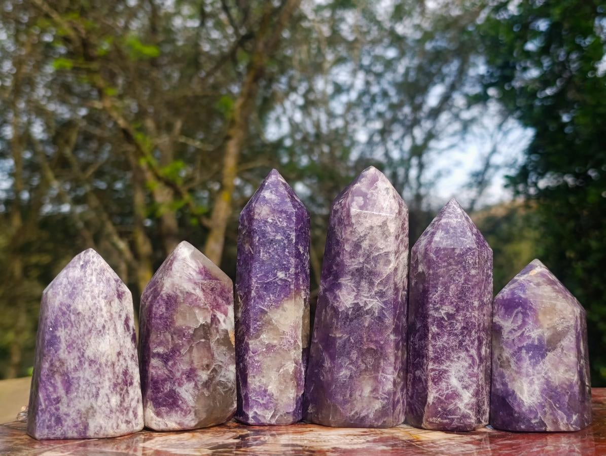 Polished Lepidolite Display Crystal Points x 6 From Ambatondrazaka, Madagascar - Toprock Gemstones and Minerals 