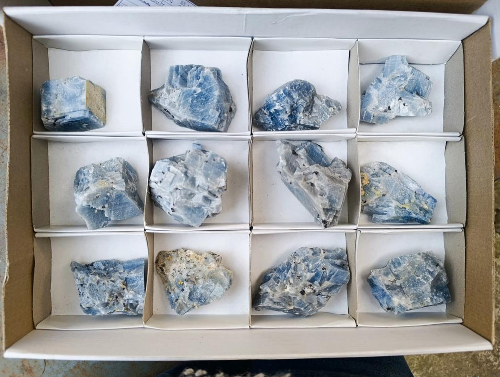 Natural Sky Blue Calcite Specimens x 12 From Spitzkop, Namibia - Toprock Gemstones and Minerals 
