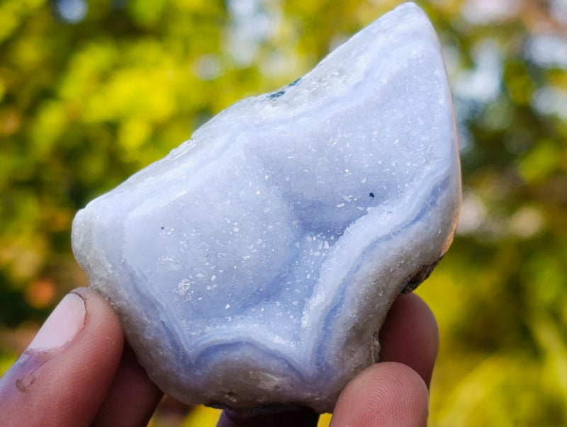 Polished On One Side Blue Lace Agate Geodes x 24 From Nsanje, Malawi - Toprock Gemstones and Minerals 