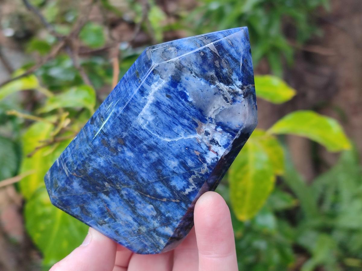 Polished Sodalite Display Crystal Points x 3 From Kunene River, Namibia - Toprock Gemstones and Minerals 