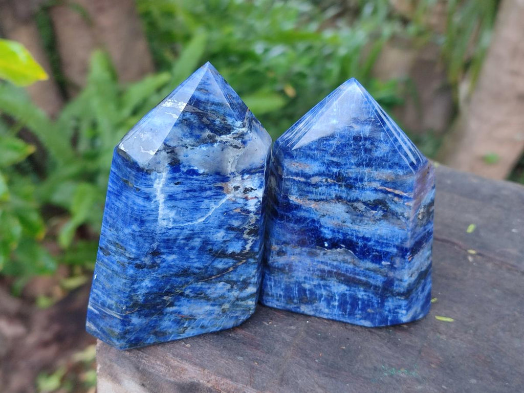 Polished Sodalite Display Crystal Points x 3 From Kunene River, Namibia - Toprock Gemstones and Minerals 