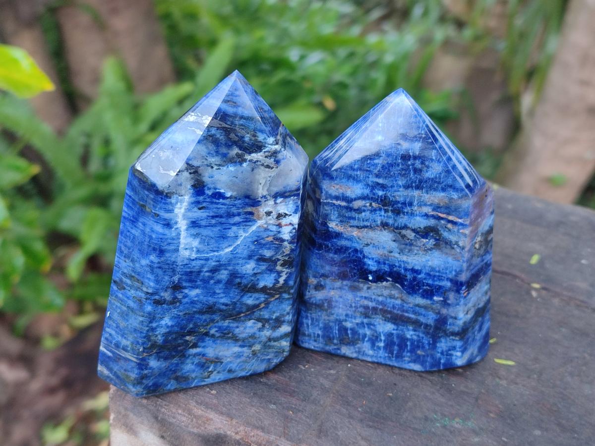 Polished Sodalite Display Crystal Points x 3 From Kunene River, Namibia - Toprock Gemstones and Minerals 