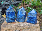 Polished Sodalite Display Crystal Points x 3 From Kunene River, Namibia - Toprock Gemstones and Minerals 