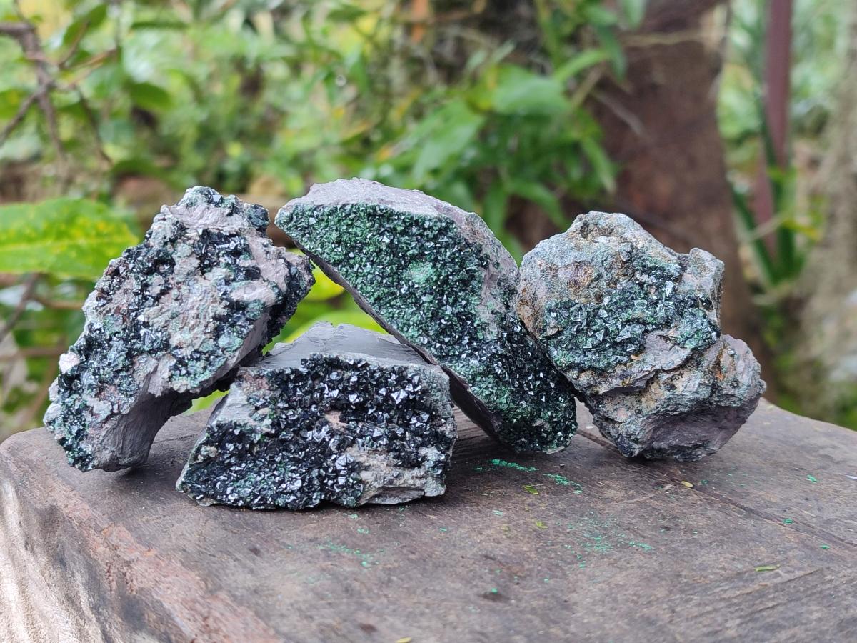 Natural Libethenite Crystals on Dolomite Matrix Specimens x 6 From Shituru, Congo - Toprock Gemstones and Minerals 
