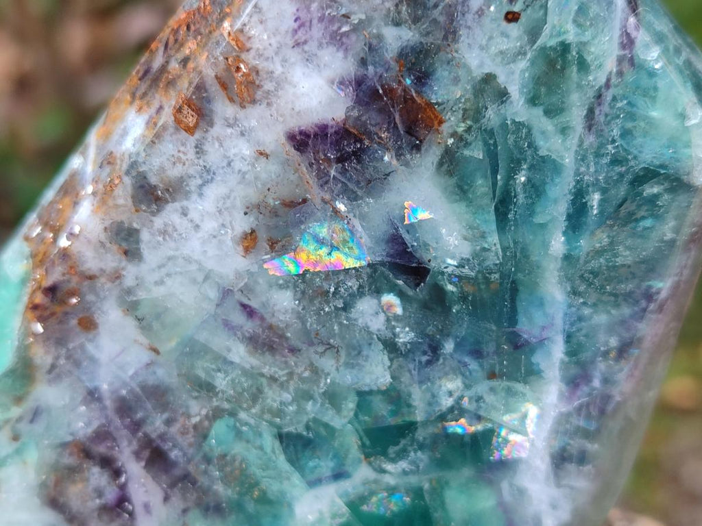 Polished Watermelon Fluorite Display Crystal Points x 3 From Uis, Namibia - Toprock Gemstones and Minerals 