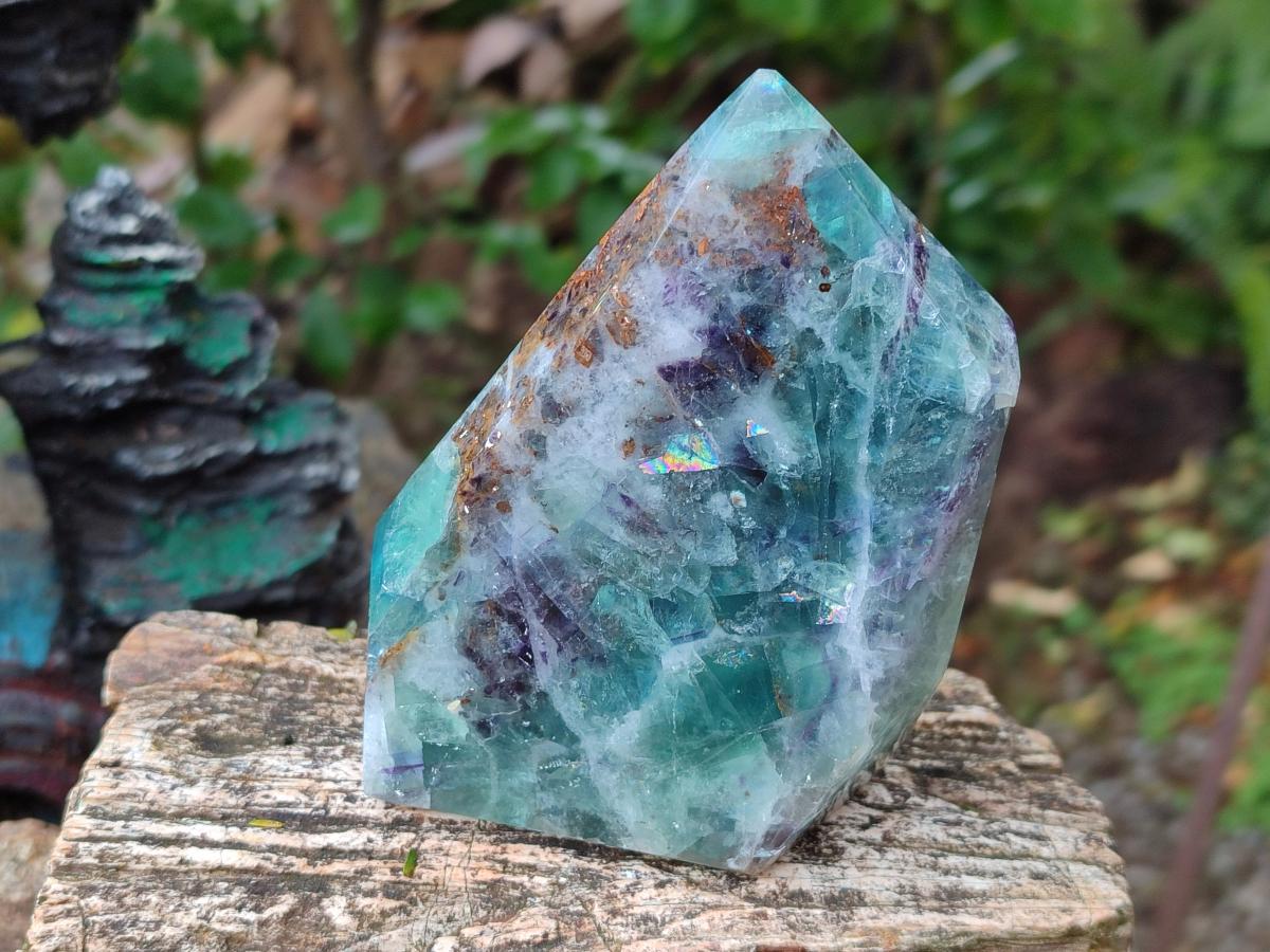 Polished Watermelon Fluorite Display Crystal Points x 3 From Uis, Namibia - Toprock Gemstones and Minerals 
