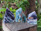 Polished Watermelon Fluorite Display Crystal Points x 3 From Uis, Namibia - Toprock Gemstones and Minerals 