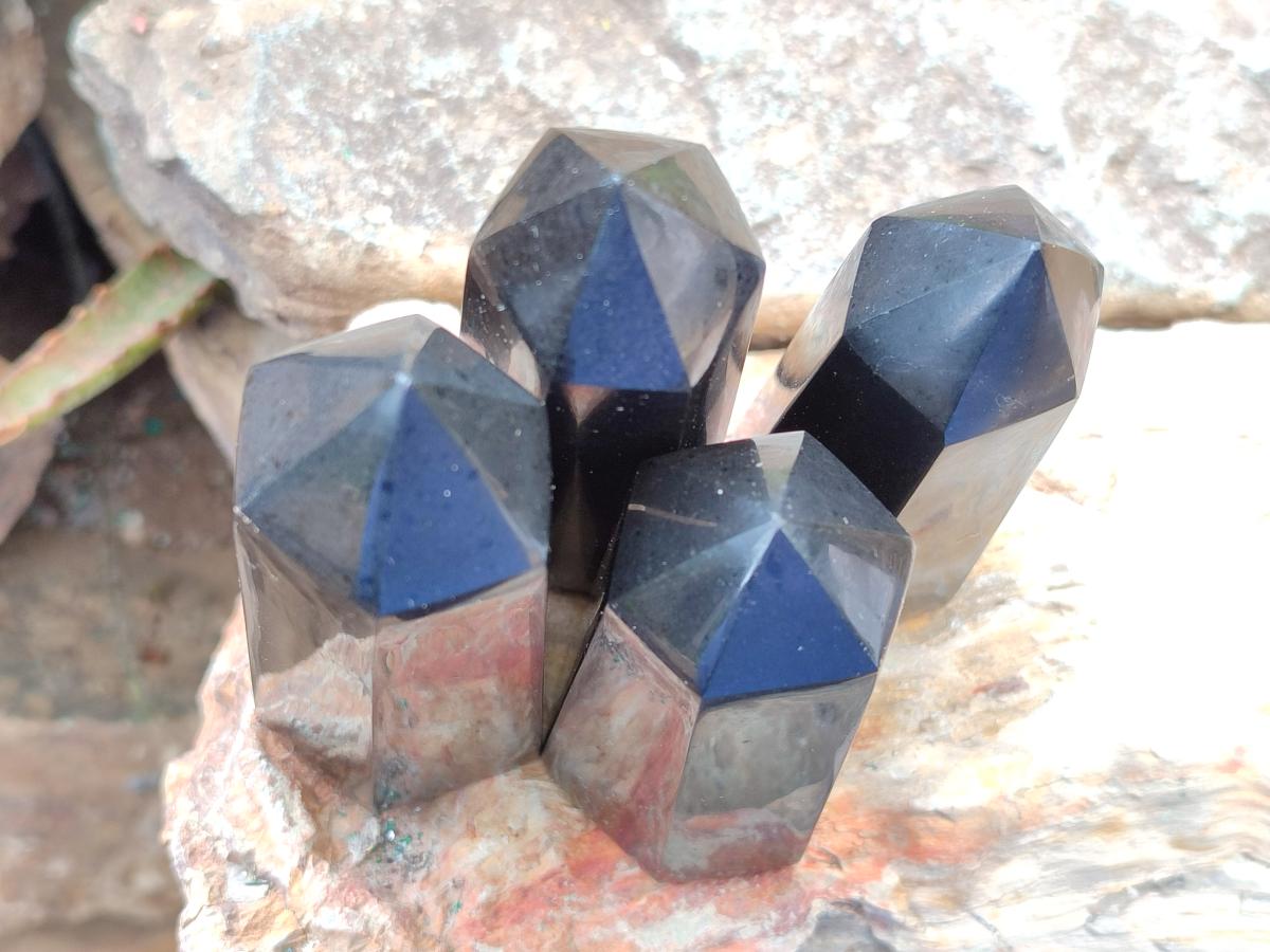 Polished Black Basalt Display Crystal Points x 12 From Madagascar - Toprock Gemstones and Minerals 
