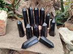 Polished Black Basalt Display Crystal Points x 12 From Madagascar - Toprock Gemstones and Minerals 