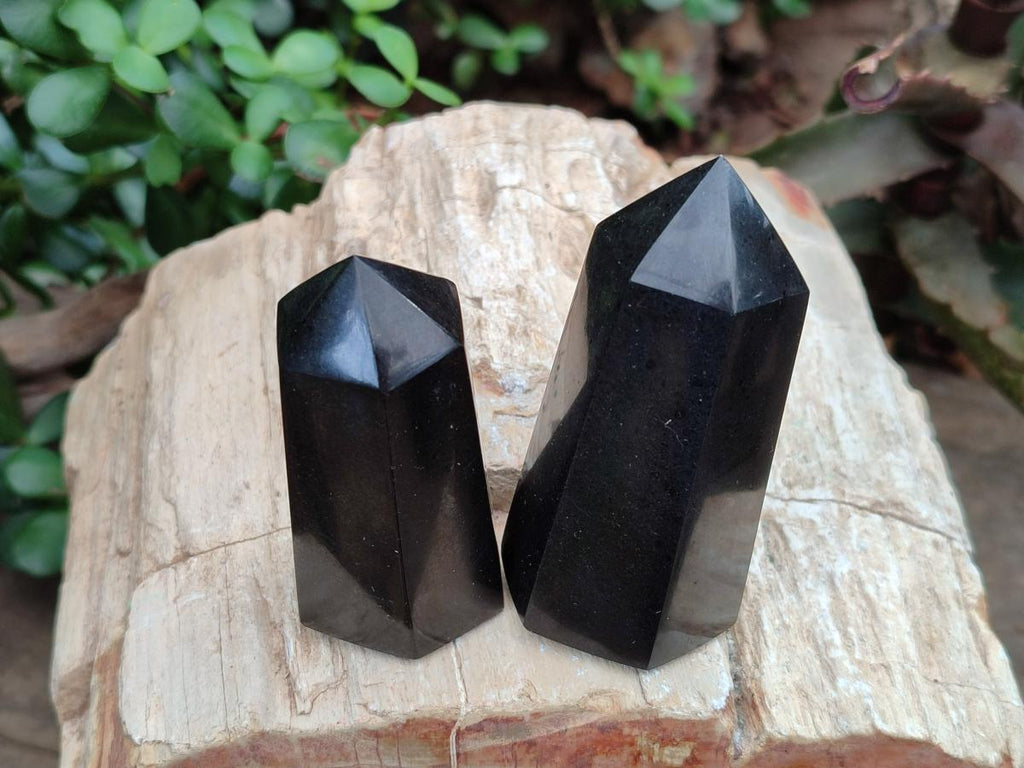 Polished Black Basalt Display Crystal Points x 12 From Madagascar - Toprock Gemstones and Minerals 