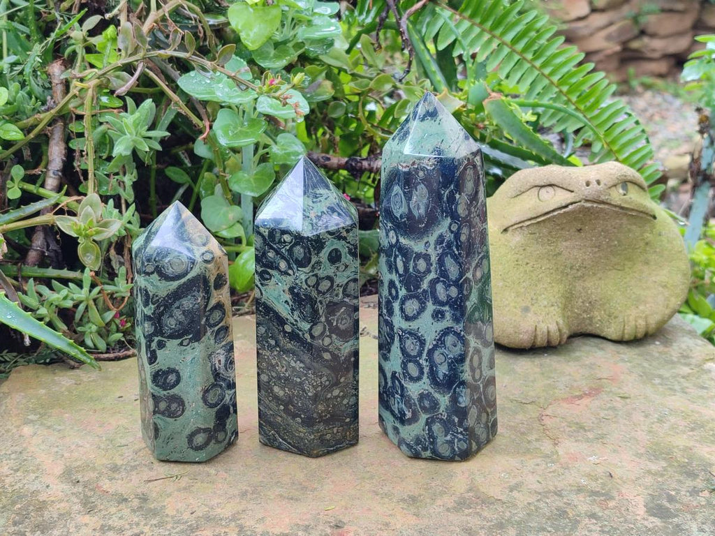 Polished Stromatolite Display Crystal Points x 3 From Katsepy, Madagascar - Toprock Gemstones and Minerals 